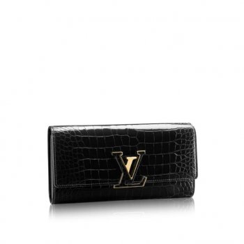 louis vuitton ポルトフォイユ・カプシーヌ クロコダイル&アリゲーター 財布&小物 N92451 ノワール